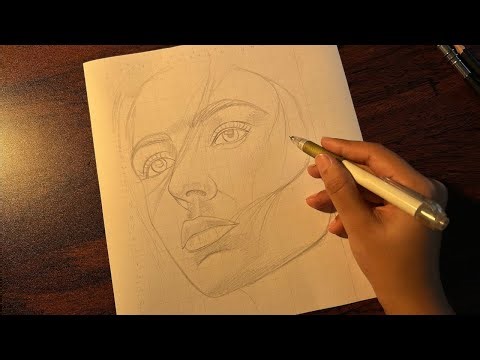 Drawing outline using grid method.how to draw outline-outline drawing grid method-