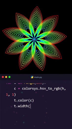 Amazing Python Turtle Graphics Design | Rainbow Neon Spiral #shorts