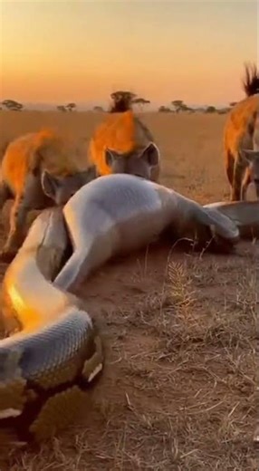 What will the hyena find inside the python’s secret lair #wildlife #nature #python