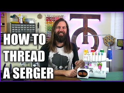 How to thread a serger and overlock machine tutorial - Brother 1034D - How to sew for beginners