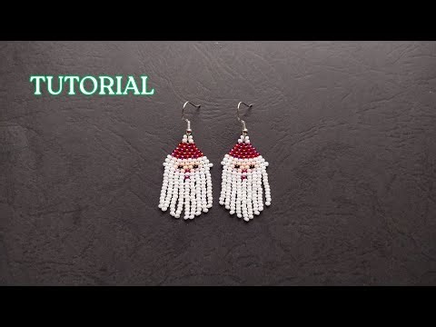 Christmas beaded earrings tutorial, DIY Santa Claus Earrings Making, Santa bead earrings tutorial