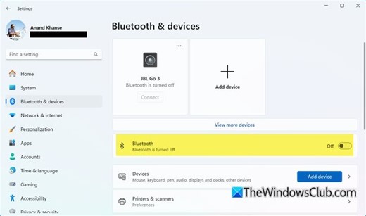 How to turn off or disable Bluetooth in Windows 11/10
