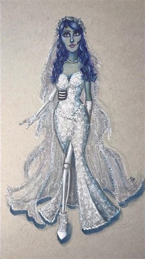 Drawing The Corpse Bride #satisfyingart #coloring #art #asmrart #copic #corpsebride #alcoholmarkers