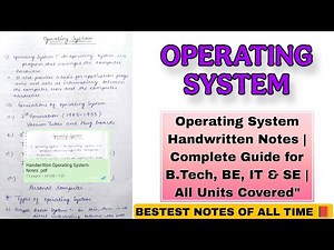 Operating System Handwritten Notes PDF | OS Notes for B.Tech, BCA, MCA, GATE, Interviews |