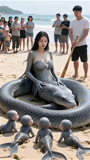The mermaid is coiled around by a python. Come and help her quickly! #seasnake #mermaid | Kamran Kamran