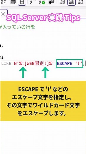 【SQL Server】LIKE で角カッコ [ ] を文字として検索する方法【ESCAPE編】 #sqlserver #tsql #データベース
