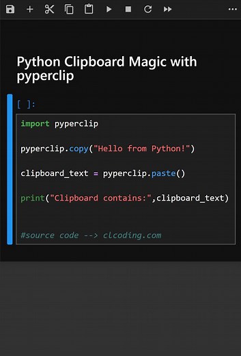 12K views · 185 reactions | Python Clipboard Magic with pyperclip#pythonforbeginners #python3 #numpy #pythonsofinstagram #codewithpython #codingshorts #pythonprogram #PythonProgramming | Python Coding | Facebook