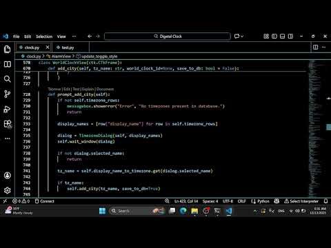 Digital Clock App in Python | Alarms, World Clocks, Timer & Stopwatch (Kanishka Noori)