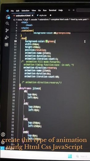 create box animation using css java script and html