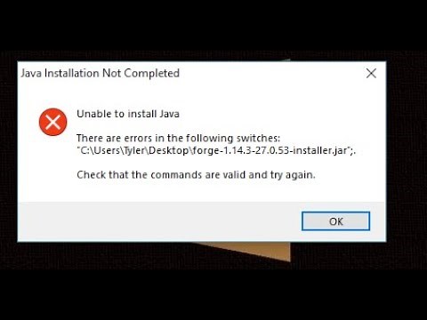 Fix to Annoying "Unable to install java, there are errors in the following switches" Forge Problem