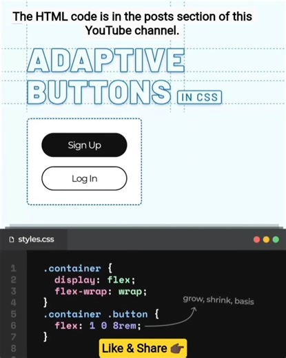🌬 Flexbox Adaptive Buttons #css #html #javascript #login #signup #how #animation #webdevelopment #ai