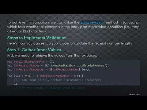 How to Validate Receipt Number Lengths in JavaScript