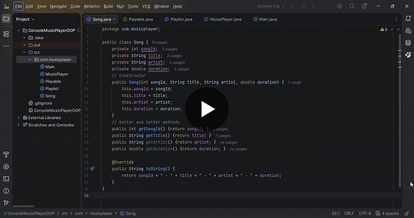 #java #oop #corejava #javaprogramming #objectorientedprogramming #musicplayer #javaproject #coding #programming #softwareengineering #beginnertointermediate | Sankar R