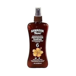 Hawaiian Tropic Dark Tanning Oil Spray Pump, SPF 6 8 Oz (Packaging May Vary)