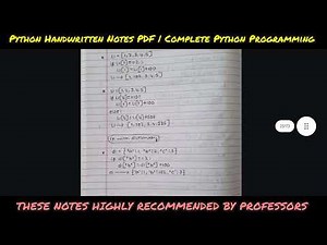Python Handwritten Notes PDF | Complete Python Programming Guide for Beginners to Advanced
