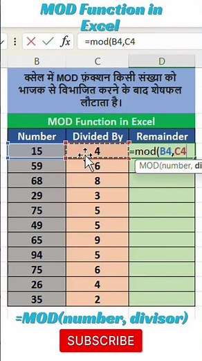 MOD Function in Excel | Find Remainders, Even & Odd Easily #excel