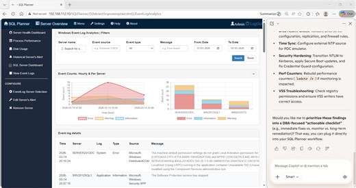 Server Event Log Monitoring - with Free SQL Planner Enterprise monitoring software