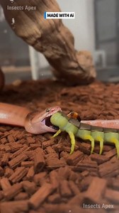 1M views · 5.7K reactions | The Rust-Red Python unleashes its crushing power against the Neon-Green Centipede. Survival hinges on a single, venomous counterstrike. #Centipede #Python #NatureStandoff #TerrariumLife #Survival ⚙️ AI-generated nature dramatization — no real creatures involved. | Insects Apex | Facebook