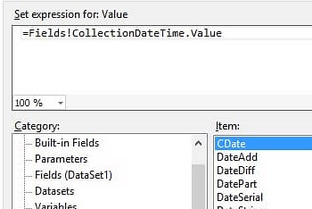 SSRS Expression Builder to Reformat or Convert Text Box Values