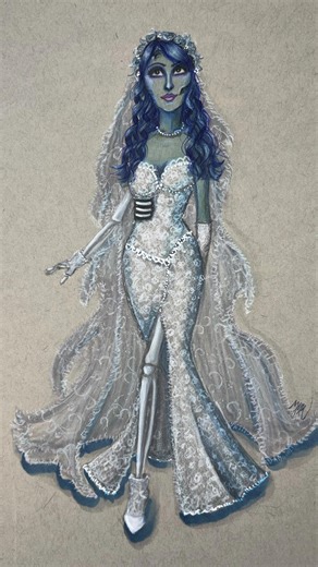 4.5K views · 384 reactions | Drawing The Corpse Bride 冀 Materials used: @copic_official alcohol markers, liner pens, and Acrea paint markers; @prismacolor colored pencils; and the liner side of the @grabieofficial water based markers on @strathmoreart toned gray mixed media paper. #satisfyingart #thecorpsebride #markerart #copicart #fashionillustration | Monikasmagicmarkers | Facebook