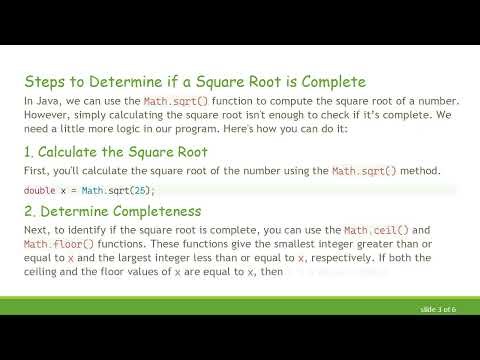 How to Determine if a Number is a Complete Square Root in Java