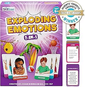 Exploding Emotions Flashcards and Game: 2 in 1, Hilarious Family Fun, Social Emotional Learning, Feeling Cards for Kids, Teaches Social Skills, Autism