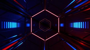 Download Red and Blue Neon Alien Wireframe Cybertrack Background VJ Loop in 4K for free