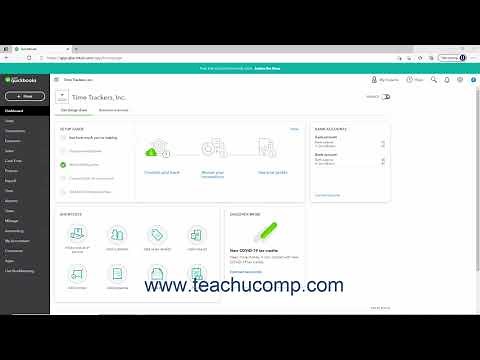 QuickBooks Online Tutorial The Dashboard Page Intuit Training