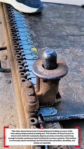 Manual Conveyor Chain Assembly Process Using a Simple Press Tool.