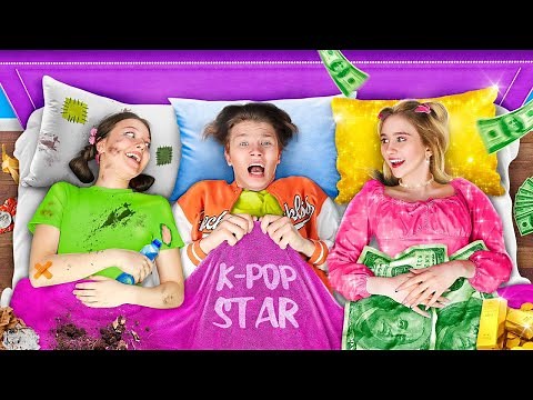 Rich vs Poor vs Giga Rich Sleepover | My Boyfriend vs K-Pop Star