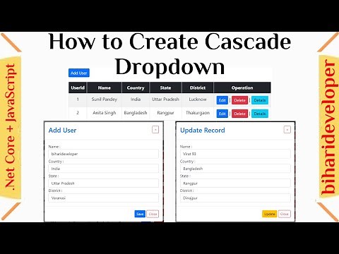 Country, State, and City Cascading Example in ASP.NET CORE CRUD Operation #biharideveloper #cascade