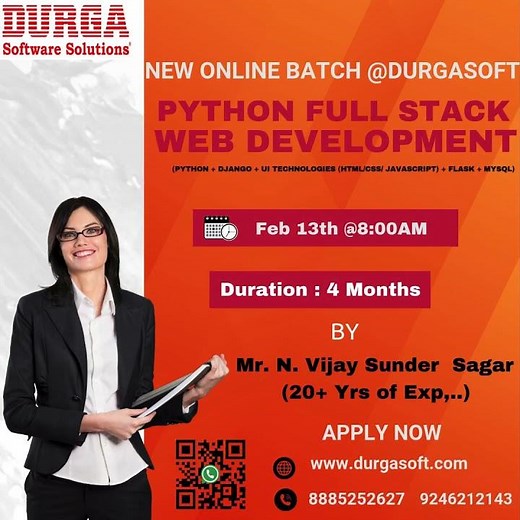 "Become a Python Full Stack Developer | New Online Batch at Durgasoft"