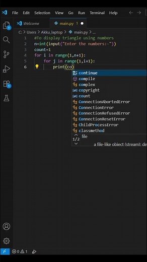 Triangular pyramid using numbers #coding