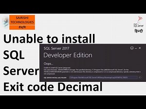 Unable to install SQL Server Exit code Decimal