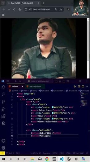Profile Card - UI #shorts #css #js #html #coding