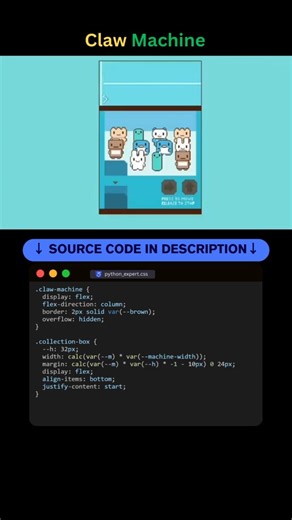 Claw Machine – Arcade Game in Pure CSS! #coding #programming #clawmachine #clawmachineshort #htmlcss