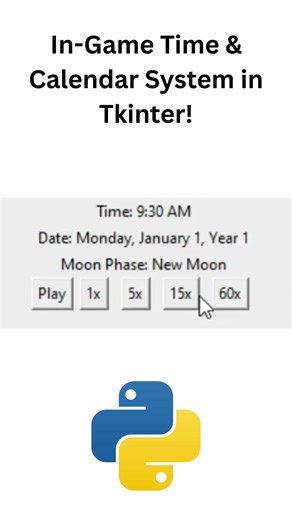Time & Calendar System in Python Tkinter #python #tkinter #gamedev