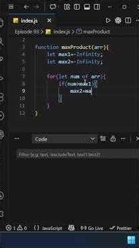 DSA Interview Question | Max Product of Two Numbers in JavaScript 🔥