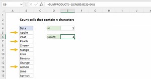 Count cells that contain n characters