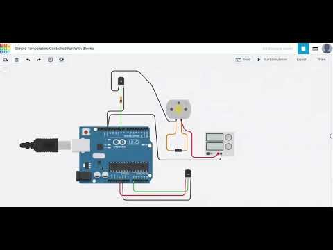 Arduino Temperature Controlled Fan #Tinkercad Code Blocks with Arduino and TMP36 Temperature Sensor