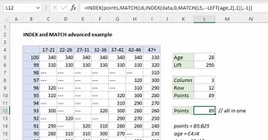 INDEX and MATCH advanced example