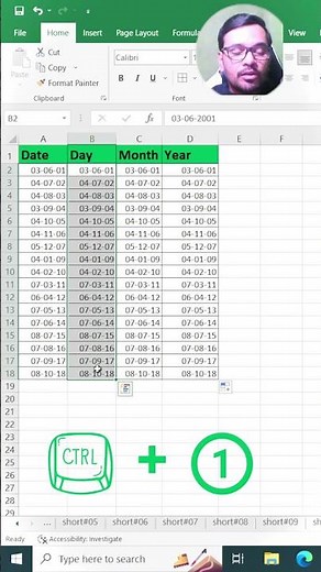 Separate Date, Month and Year in Excel.