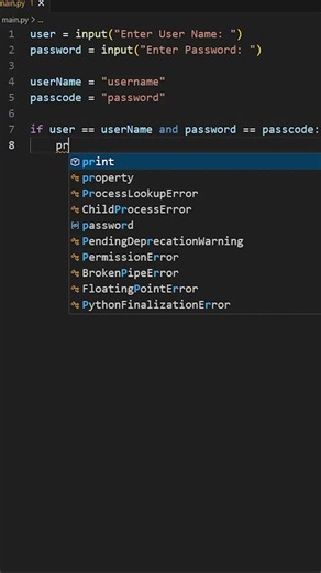 Simple Login Page in Python | Python Mini Project #Shorts #Python #Coding #beginner