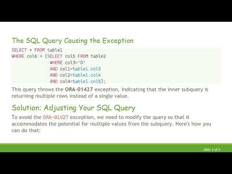 Solving the ORA-01427 Exception in SQL Queries: A Clear Guide