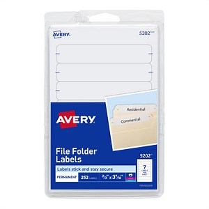 Avery File Folder Labels, White, 2/3" x 3-7/16", 252 Labels (5202)