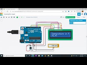 Making an LCD Digital thermometer with Arduino Uno in TinkerCAD
