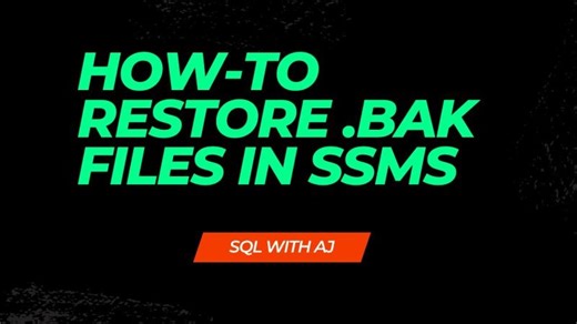 How to restore .BAK files in SQL Server Management Studio | Anthony C. Johnson