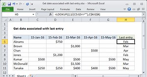 Get date associated with last entry