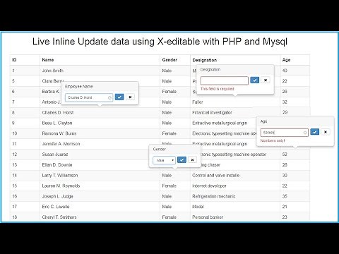 Live Inline Update data using X-editable with PHP and Mysql