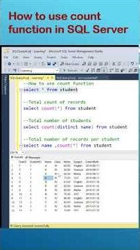 How to use count function in Microsoft SQL Server | COUNT #shorts #sqlserver #sqlcommands